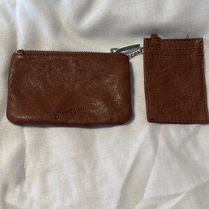 Brown Leather Coin Purse and Card Holder